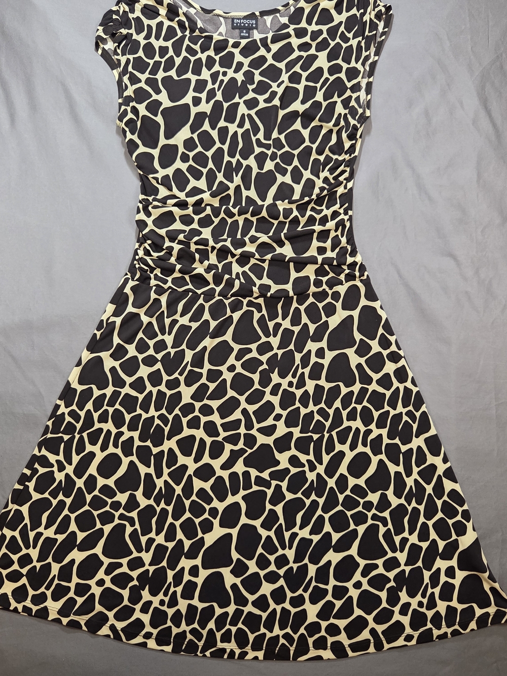 Black & Cream Giraffe Print A-Line Dress